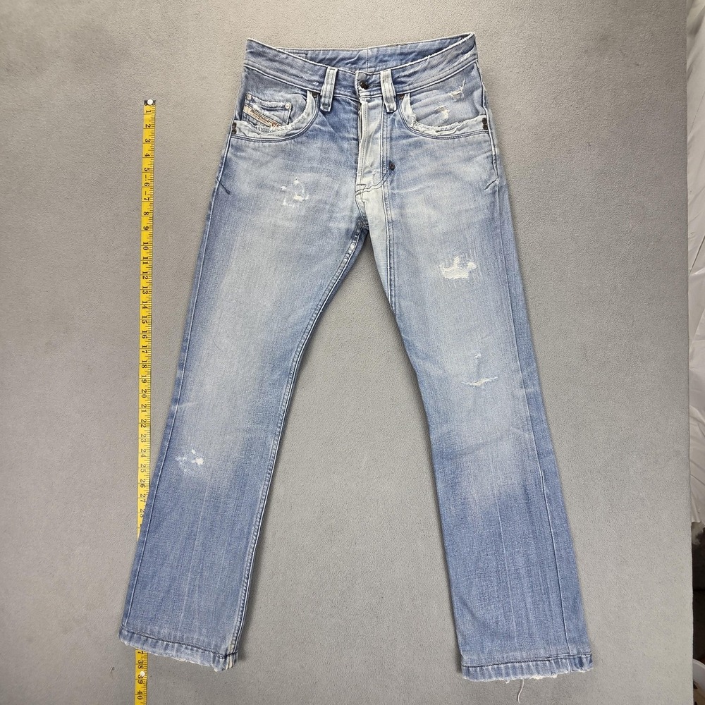 Diesel Lemmen Jeans Mens 28x32 Blue Light Wash Straight Altered Hem